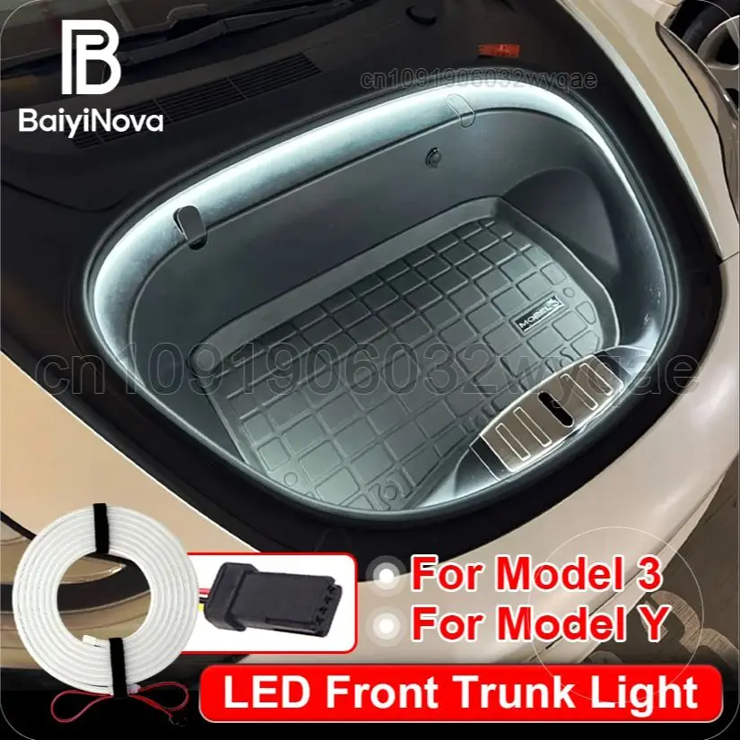 For Tesla Model 3 2021-2023 Front Trunk Ambient Light Model Y Trunk Lamp Car LED Light Flexible waterproof light bar Accessories