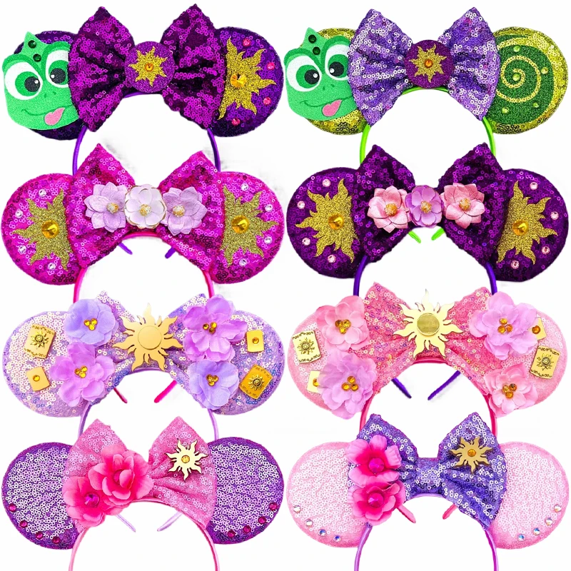 Disney Rapunzel Ear Headband For Adults Tangled Mickey Mouse Chameleon Hairbands Women Girls Kid Sunflower Hair Accessories Gift