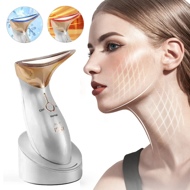 313 Home Use Face and Neck LIfting Device 3 Color Therapy Beauty Care Hot Cool Wrinkle Remover Face and Neck Lifting Massager
