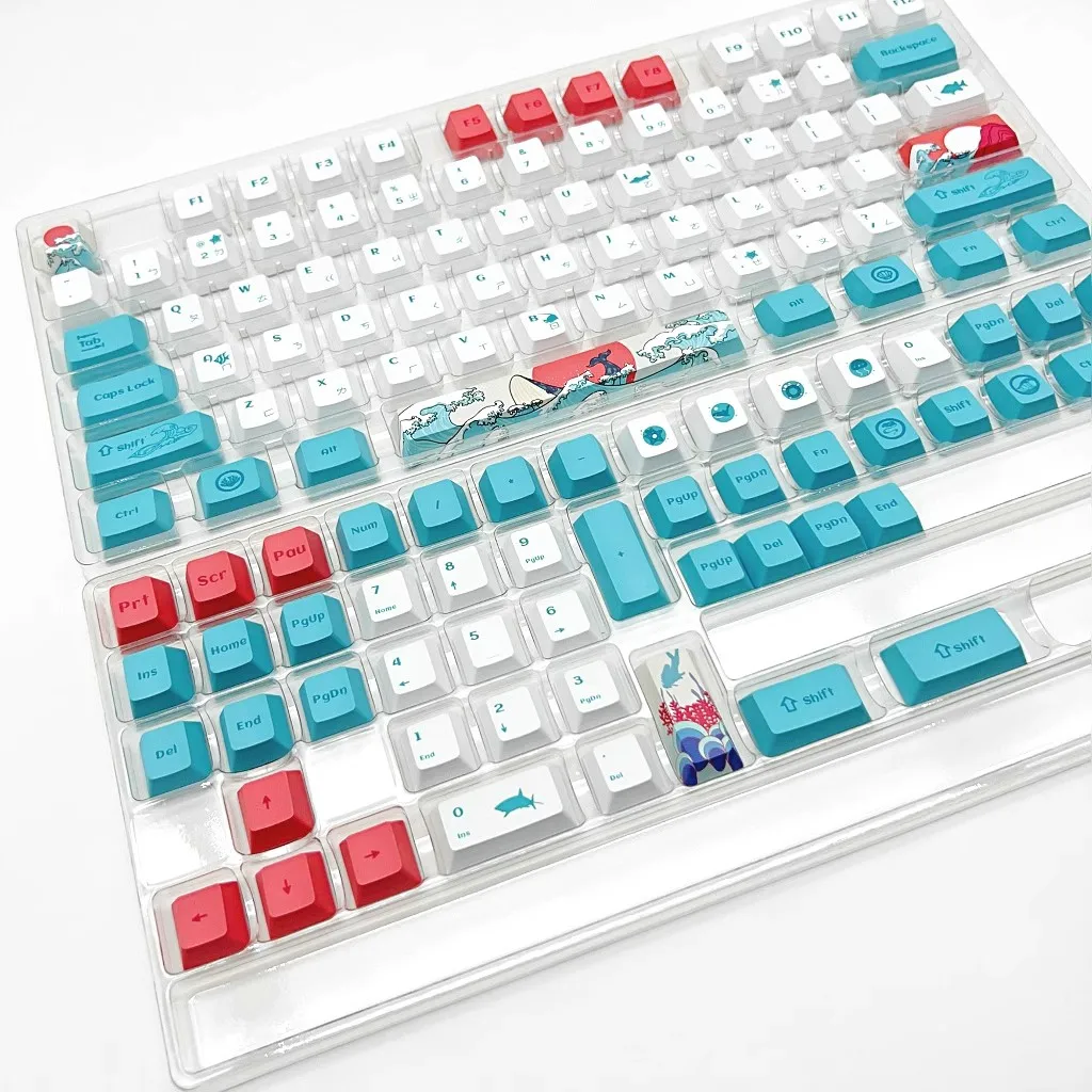 Cherry 125 Key Profile Keycaps Coral Sea Theme PBT Five-side DYE Sublimation Key Caps for Gaming Mechanical Keyboard MX Switche