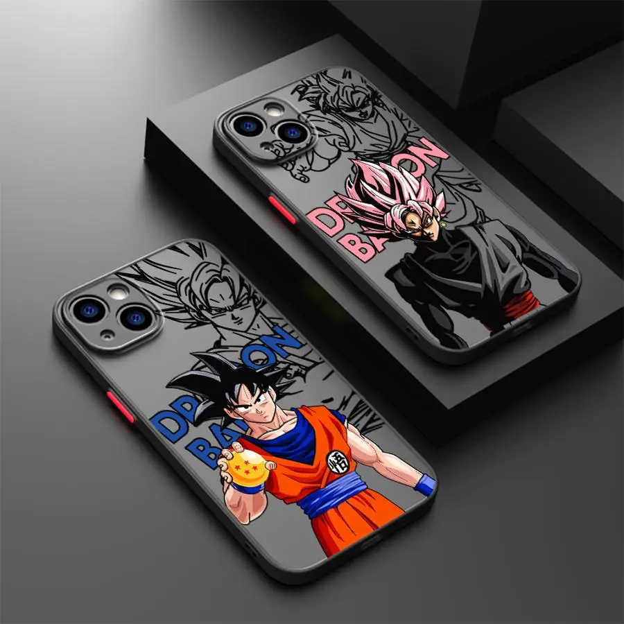 Back Phone Cover Case for iPhone 13 Mini 17 Air 14 15 Plus 17 16 Pro Max 12 16e 11 XS Dragon Ball Saiyan Goku Black