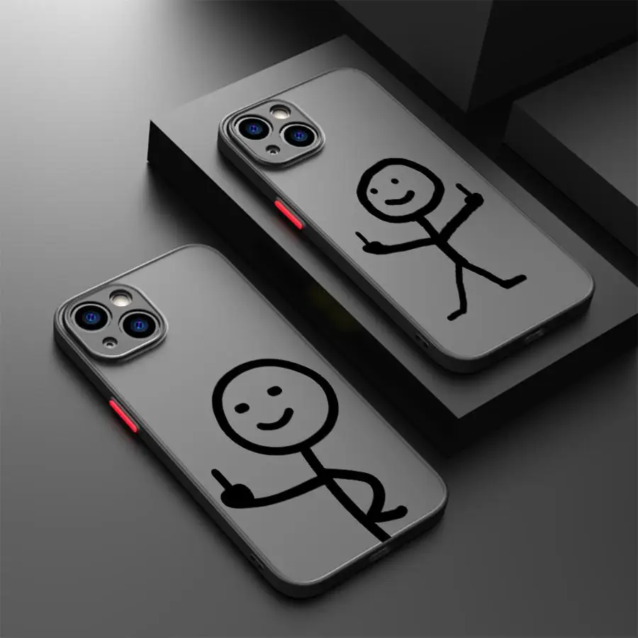 Finger People Stickman Funda Back Phone Cover Case for iPhone 17 Pro Max Air 16 Plus 14 17e 11 7 8 SE 13 Mini 15 XS XR 12