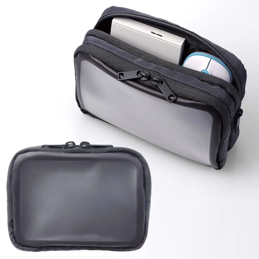 1/2/3 Compartment Travel Tech Pouch Transparent Waterproof Charger Cable Organizer Protective Zipper Closure