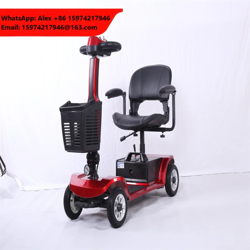 3 4 Wheel Electric Mobility Scooter With Charger Travel Foldable Scooter With The Four Wheels