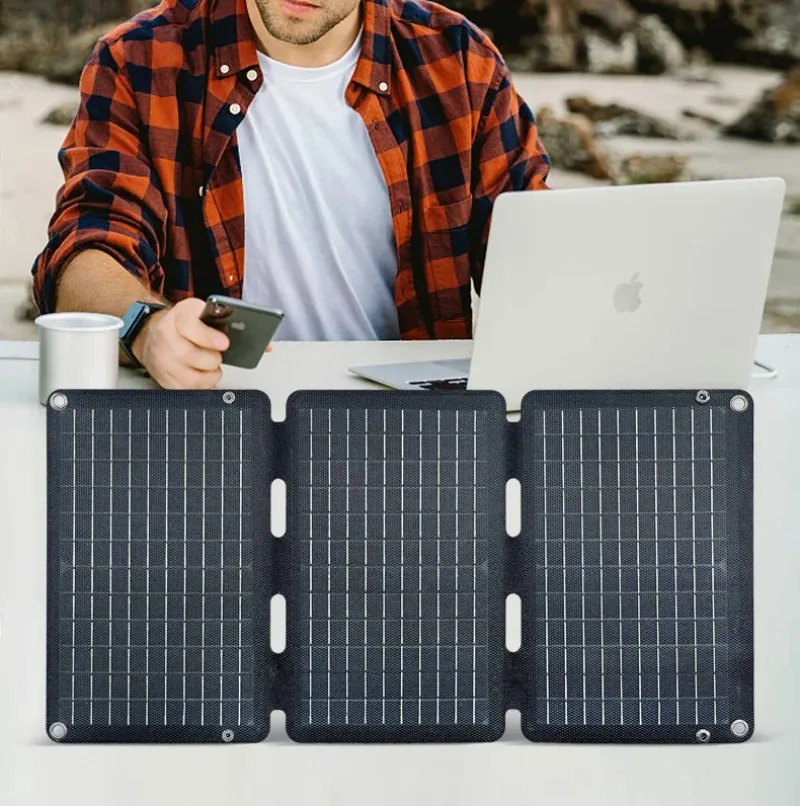 Durable Waterproof Solar Panel 30W Tri Fold USB Portable Foldable Solar Charger for Outdoor Camping Travel Hiking Power Supply