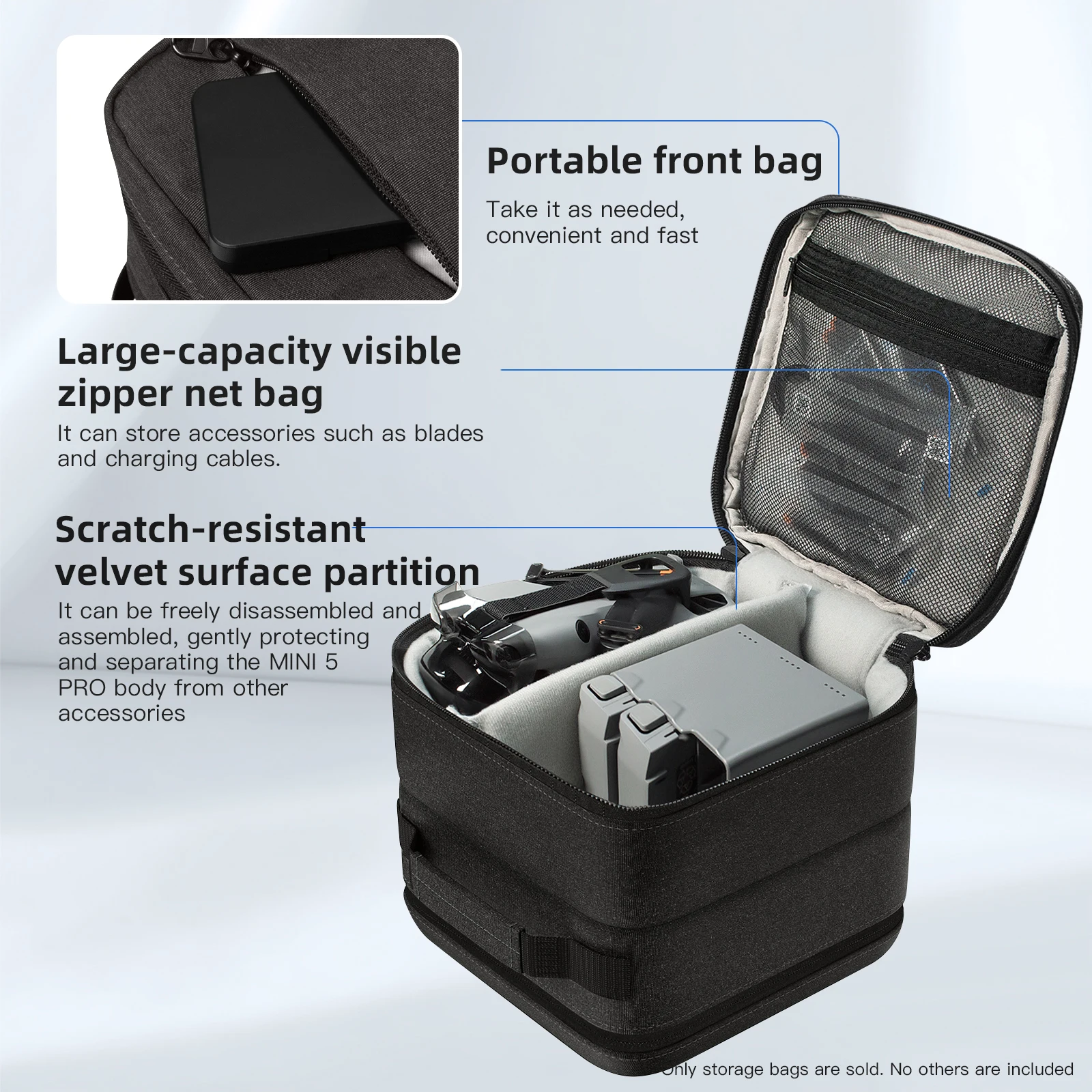 For DJI RC2 Remote Control Portable Storage Case nylon and soft velvet Waterproof Protection Handbag For Mini5 Pro Accessories