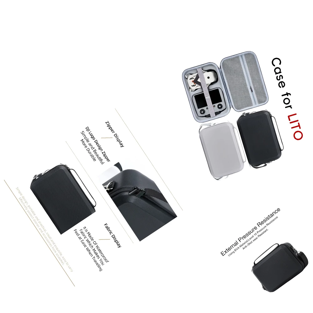 PU Storage Bag for DJI Lito X1/Lito1, Waterproof PU Carrying Case Portable Organizer with Shoulder Strap Protective Cover Box