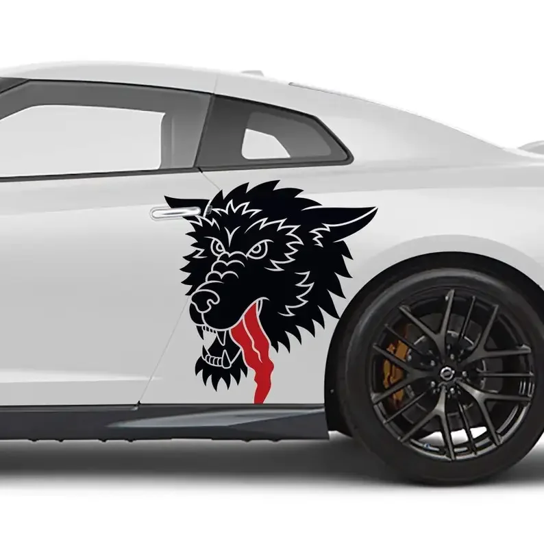 Wolf Head II Car Decal Livery 2 Piece Set Limited Edition Exclusively Designed In-house And Printed On Premium Vinyl Decorate