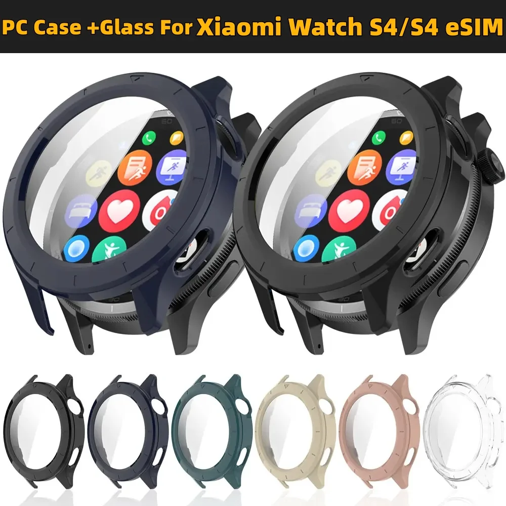 PC Glass For Xiaomi Watch S4 Full Shell Screen Protector Bumper Cover For Xiaomi Watch S4 eSIM Smart Accessorie