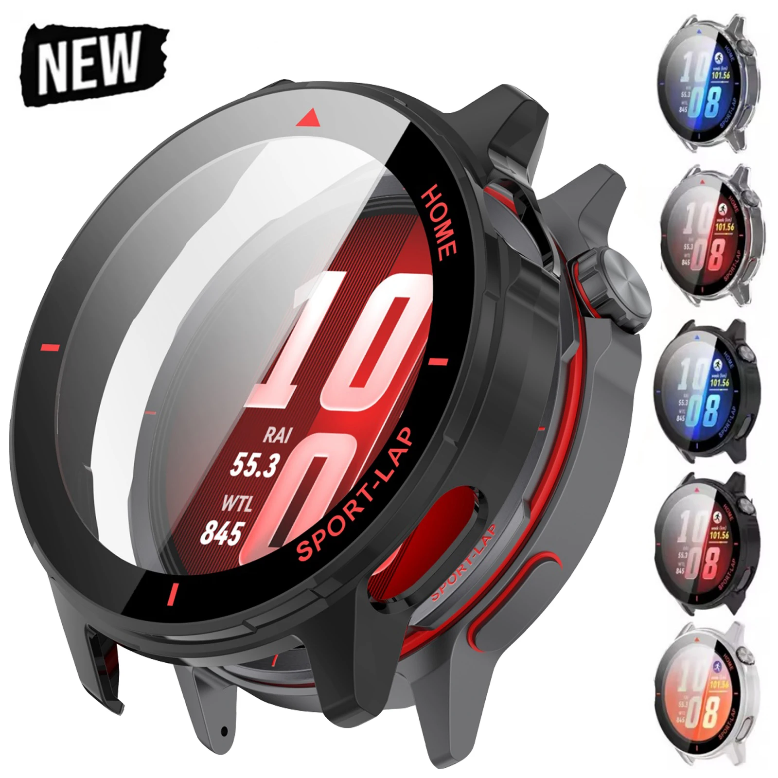 Tempered Glass + PC Case For Huawei Watch GT Runner 2 Smart Watch Cover Bumper Shell Full Cover Screen Protector Accessories