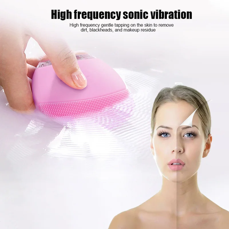 Deep Sonic Vibration Silicon Facial Cleanser Remove Dirt Blackheads Makeup Residue Rechargeable Electric Beauty Puff Brush