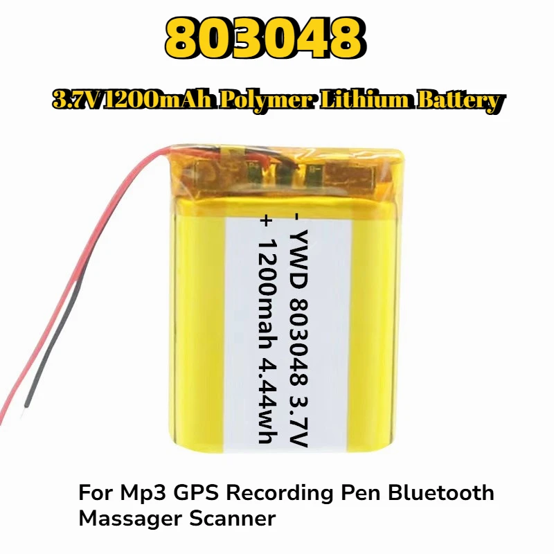 803048 3.7V 1200mAh Polymer Lithium Battery Rechargeable Li-Po Cell for Makeup Mirrors Beauty Devices Fingerprint Lock LED Lamps