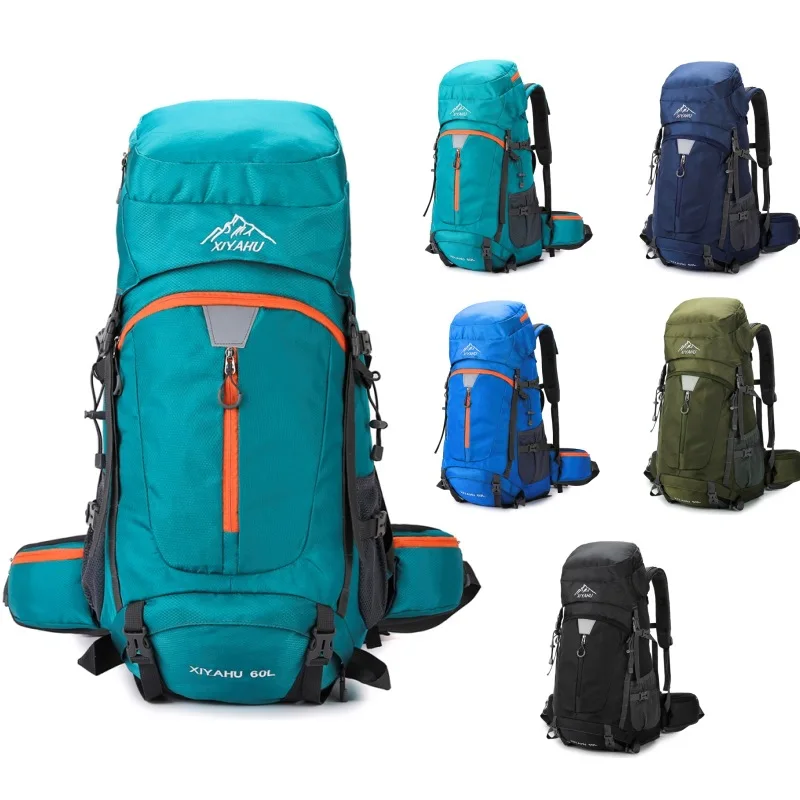 60L Camping Backpack Travel Bag For Men Large Capacity Outdoor Sport Trekking Hiking Mountaineering Shoulder Bag with Rain Cover