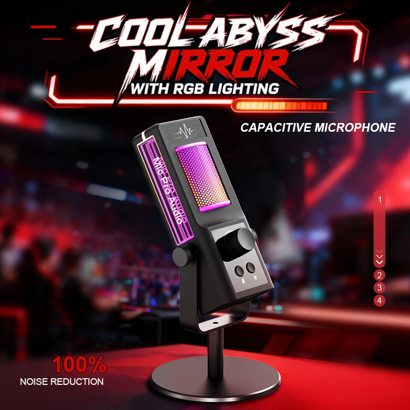 Ampligame USB Gaming Mcirophone for PC/MAC, Plug&Play Mic for Streaming, Tap-to Mute&RGB Lights for PS4