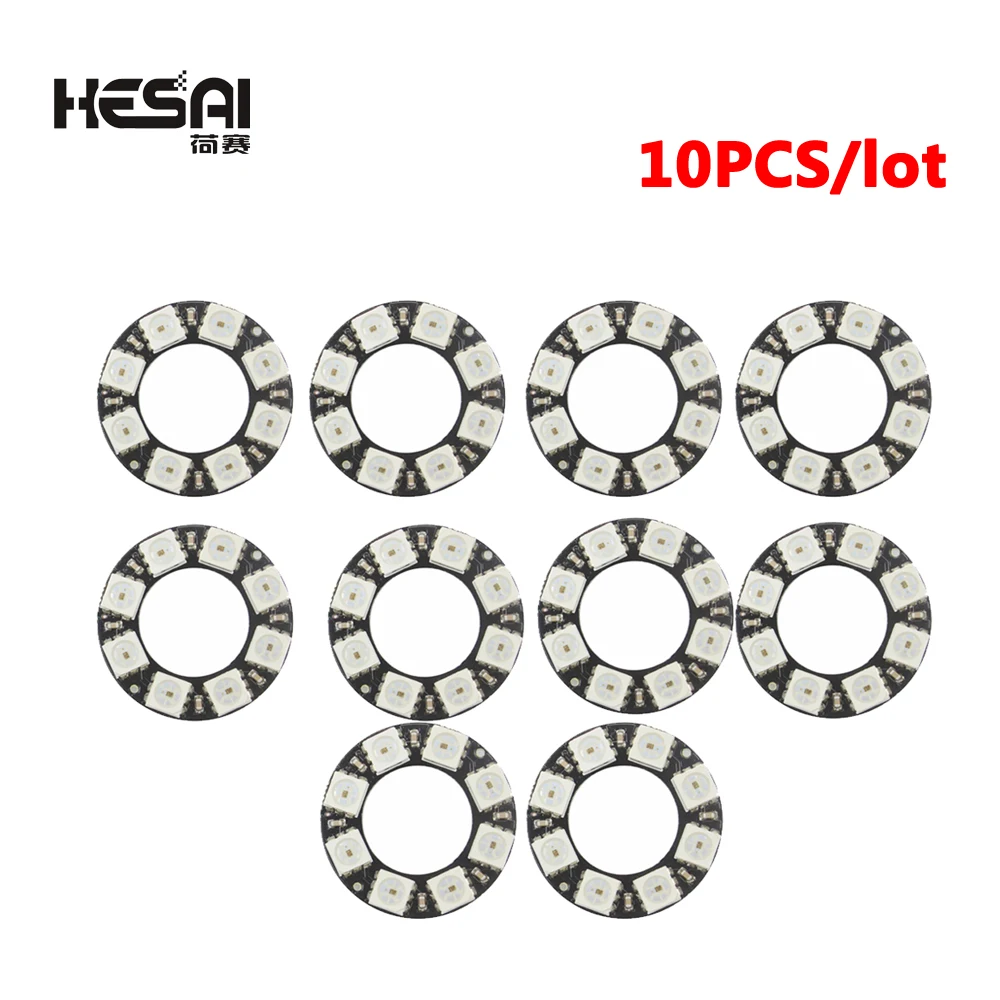 1/5/10PCS RGB LED Ring 8 Bits LEDs WS2812 5050 RGB LED Ring Lamp Light with Integrated Drivers for Arduino DIY Kit