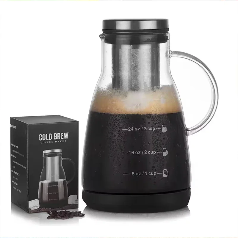 960ml Espresso Ice Drip Maker Glass Pots Coffee Cold Brew Pot High Heat Resistant Glass Pot Juice Tea Filtering Glass Pot