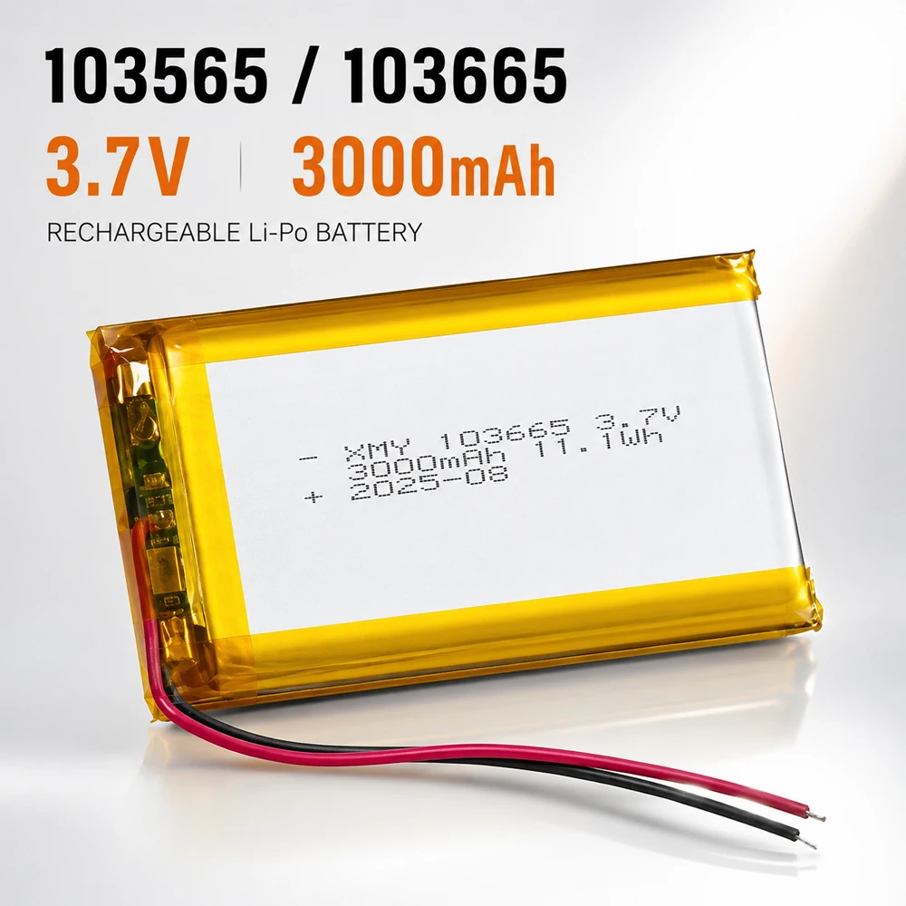 103665 3.7V 3000mAh LiPo Battery 103565 Rechargeable Lithium Polymer Battery for Bluetooth Speaker Beauty Device