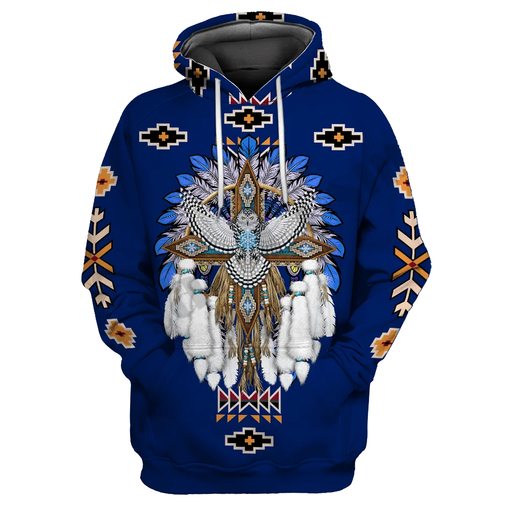 PLstar Cosmos Newest 3Dprinted Native Culture Pattern Owl Harajuku Premium Streetwear Unique Unisex Hoodies/Sweatshirt/Zip B-4