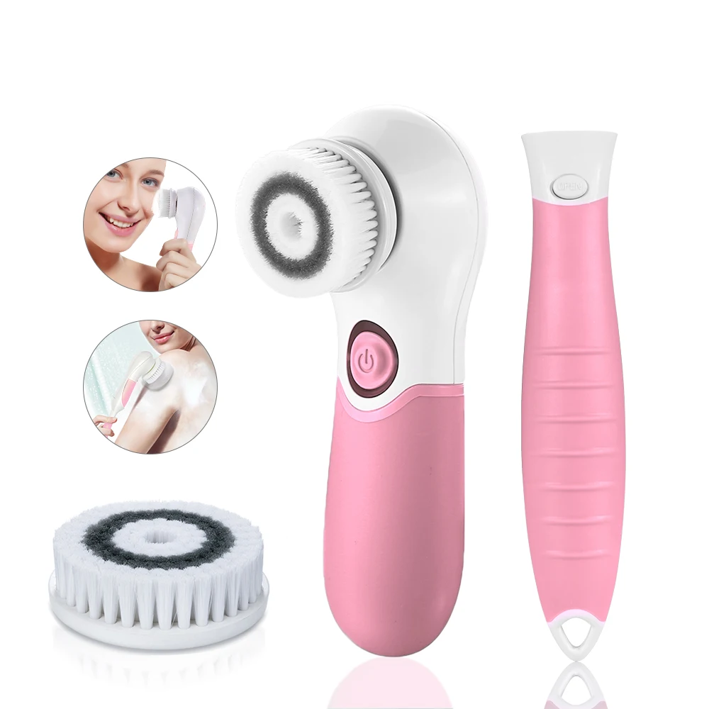 2-In-1 Electric Exfoliating Body Cleansing Brush Waterproof Silicone Water Cooling System Facial Hand Beauty Care