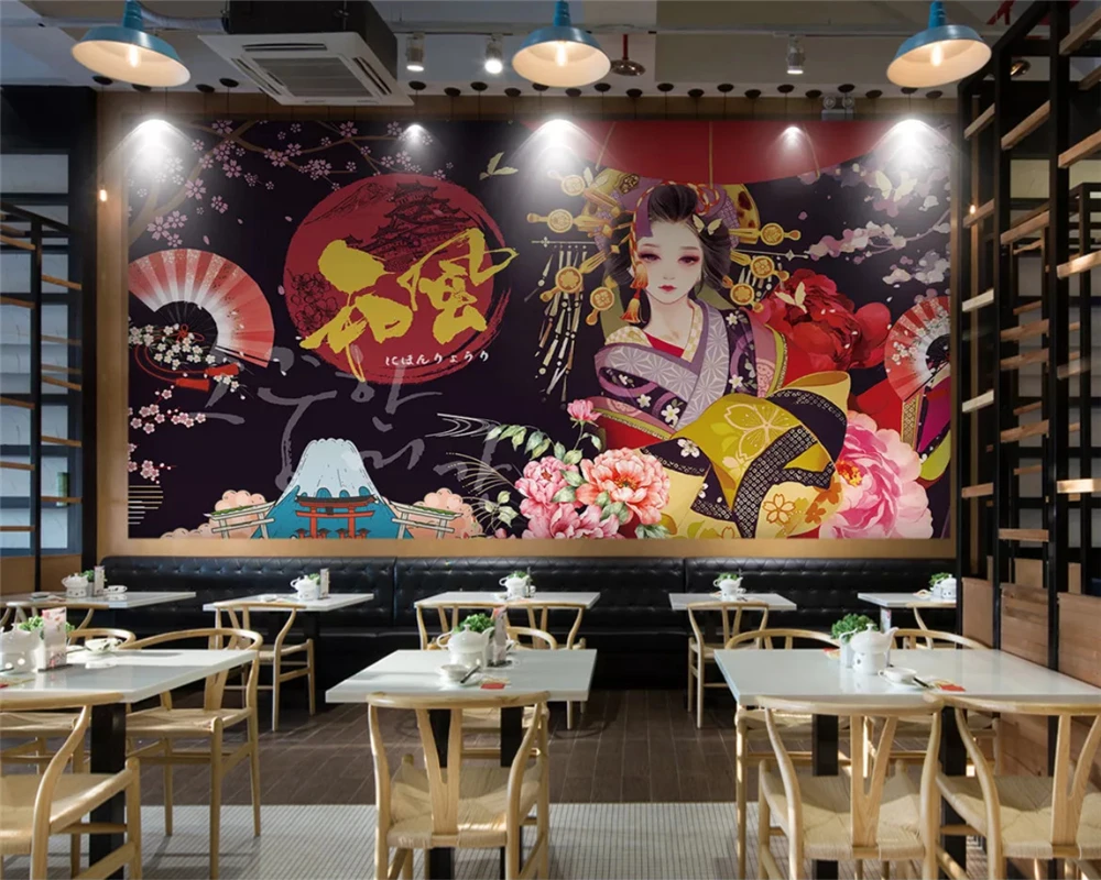 beibehang Custom silky personality environmental protection wallpaper beauty Japanese gourmet restaurant tooling wall paper