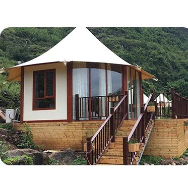 Factory hot sale 4 seasons OEM 3M 4M 5M 6M 7m waterproof bell tent luxury resort safari hotel house beautiful woman tent