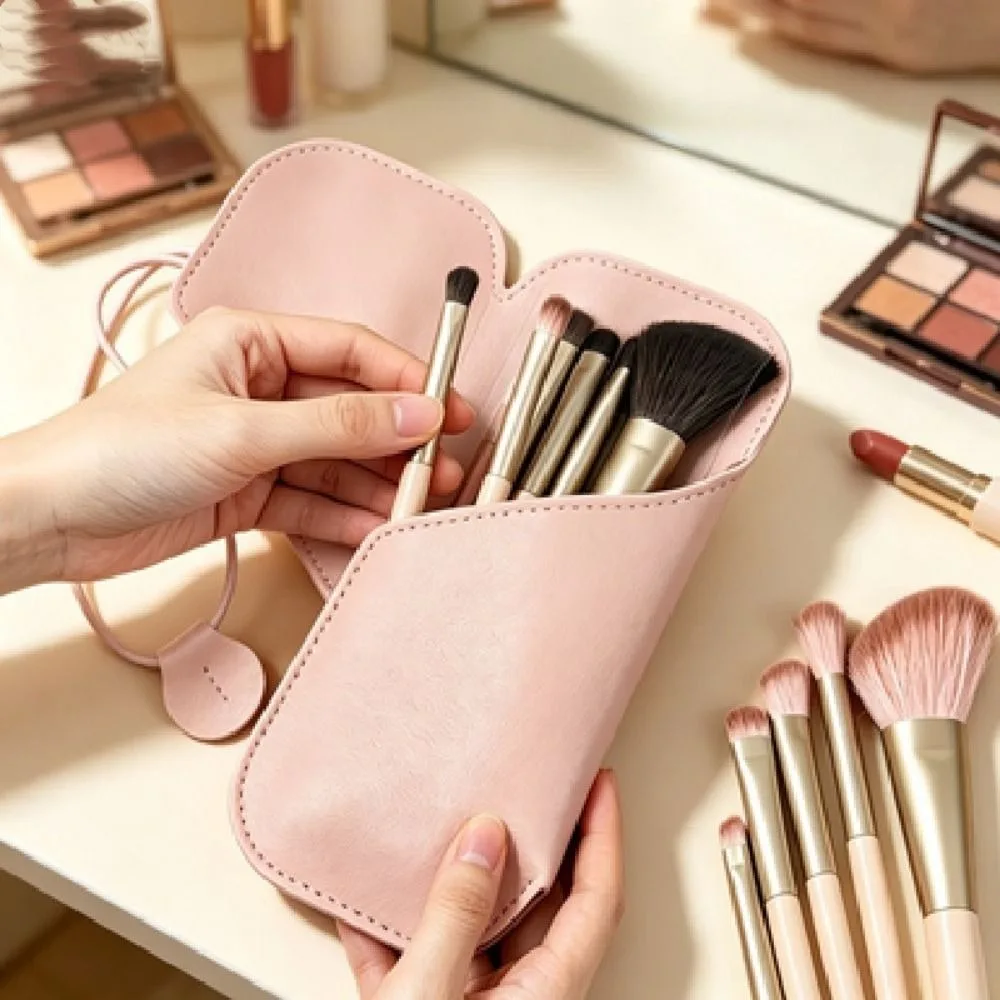 Dustproof Makeup Brush Case Lightweight Flip Lid Makeup Brush Holder Sturdy Waterproof Makeup Brush Storage Bag Beauty Tools