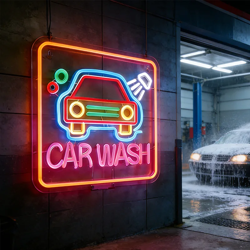 Car wash shop neon car beauty shop luminous sign waterproof outdoor light sign