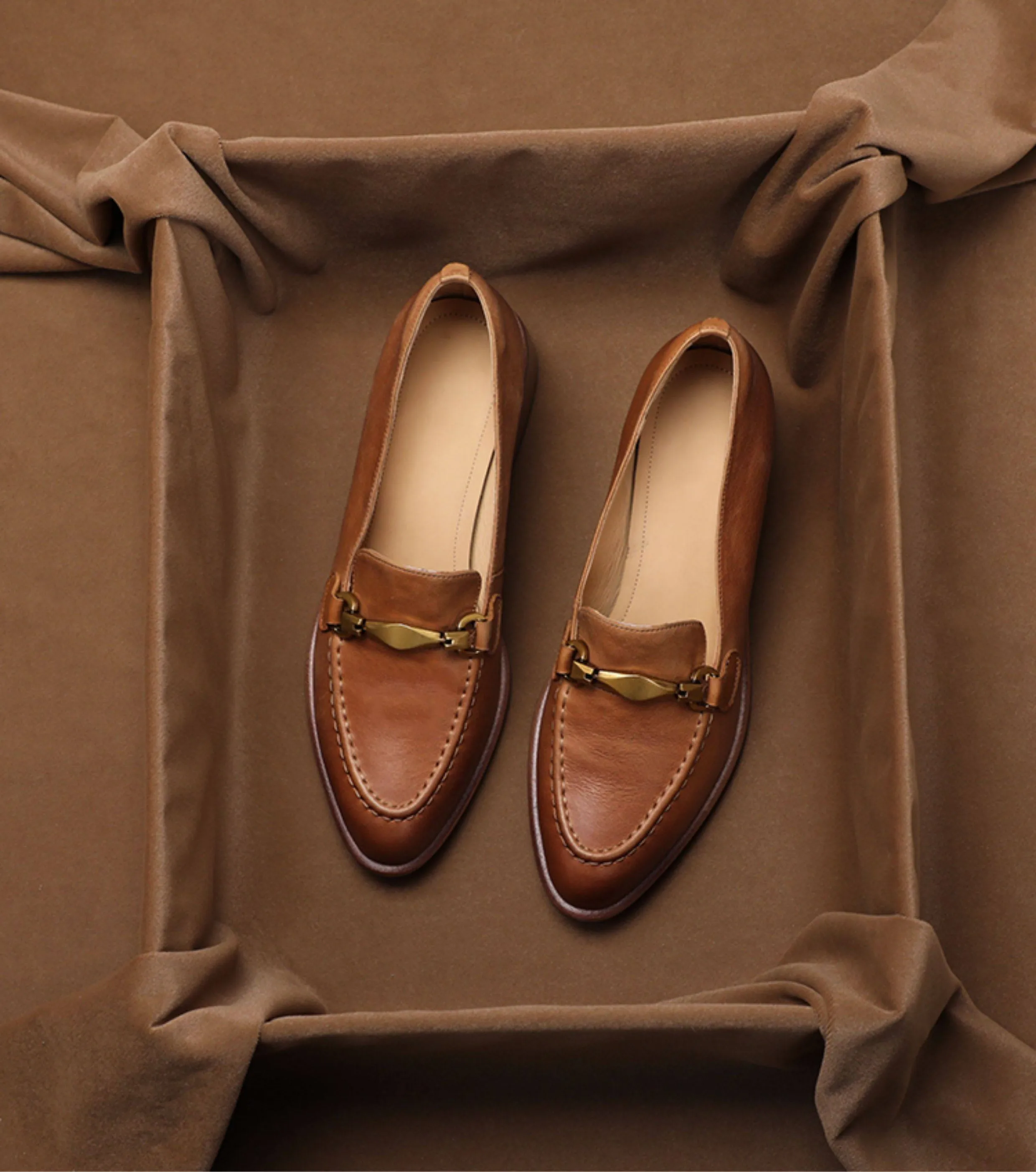 SHOEBOX British Retro Genuine Leather Loafers for Women Spring/Autumn New Arrival, Stylish Chunky Heel Slip-On Flat Shoes
