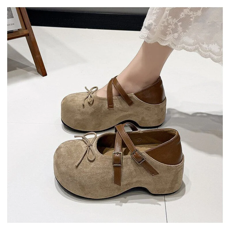 Women's Shoes New Fashion Luxury Breathable Non-slip Wear-resistant Outdoor Casual Bow Buckle  Platform Shoes