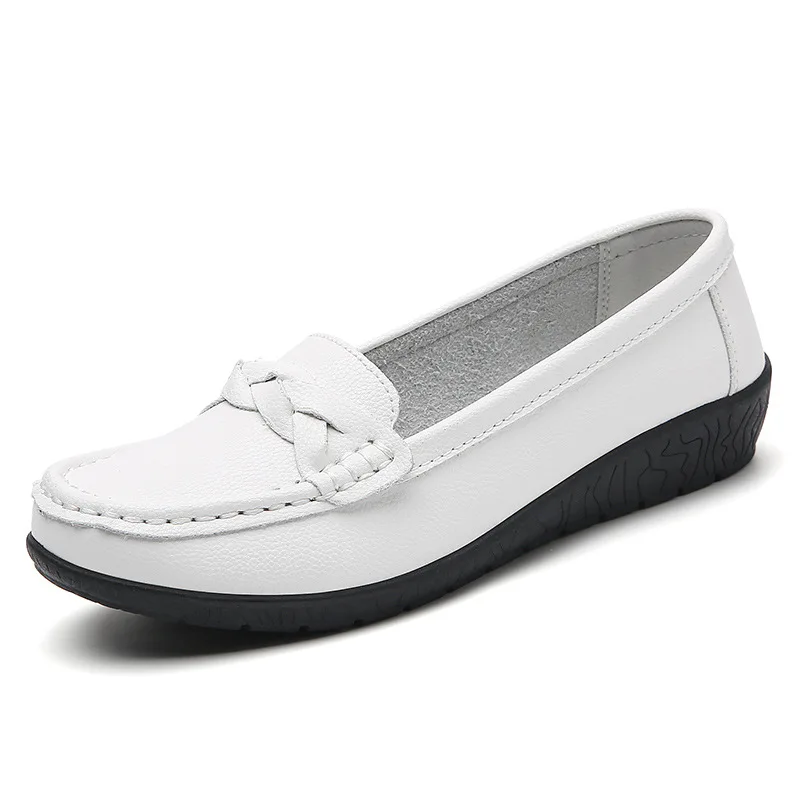 Women Shoes Soft Leather Women's Loafer  Flats Slip On Casual Shoes Flat Shoes Women White Footwear Zapatos De Mujer