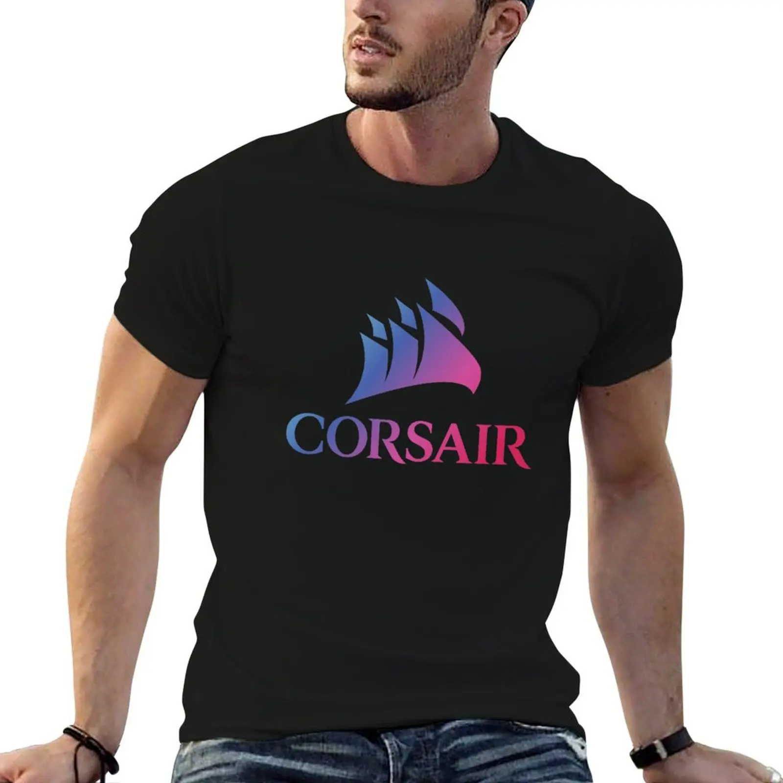 Corsair RGB Logo T-Shirt Fitness Training Breathable Tee