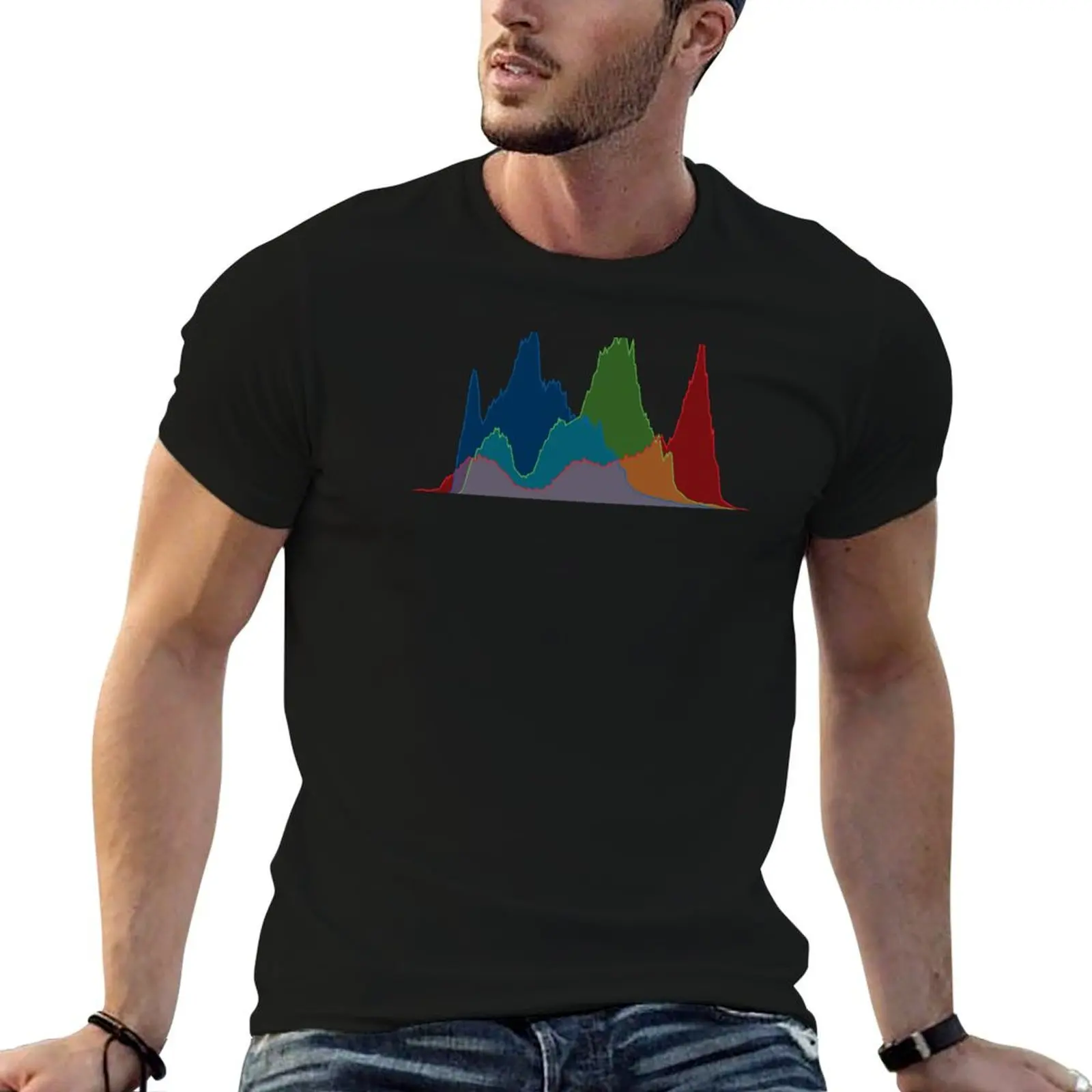 RGB Histogram V.3 (On Black) T-Shirt Fashion Casual Short Sleeve T-Shirt
