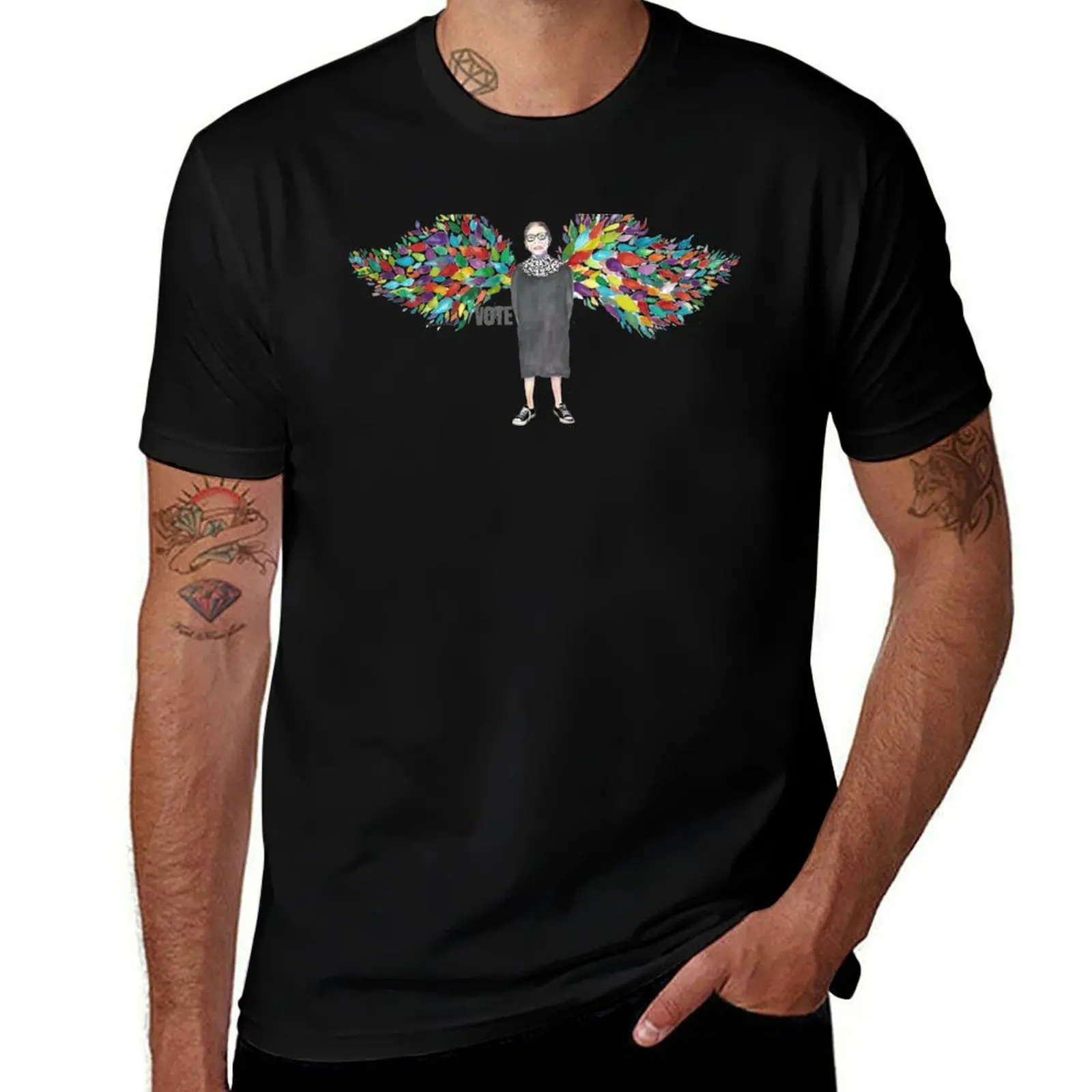 RGB with wings VOTE T-Shirt Casual Simple Design Short Sleeve Shirt