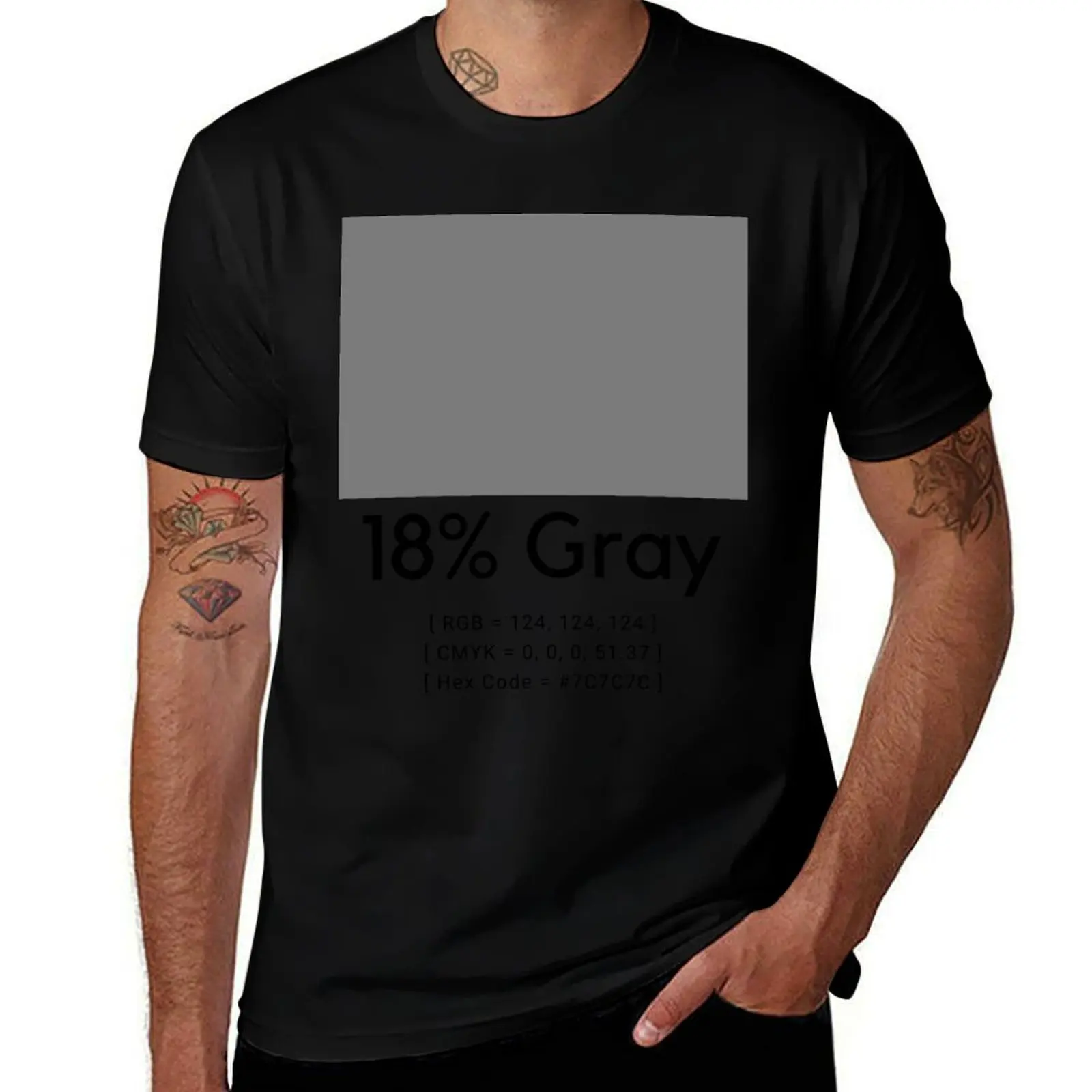 18% Gray Photography RGB CMYK Hex Code Black Text T-Shirt Casual Daily Outfit T-Shirt