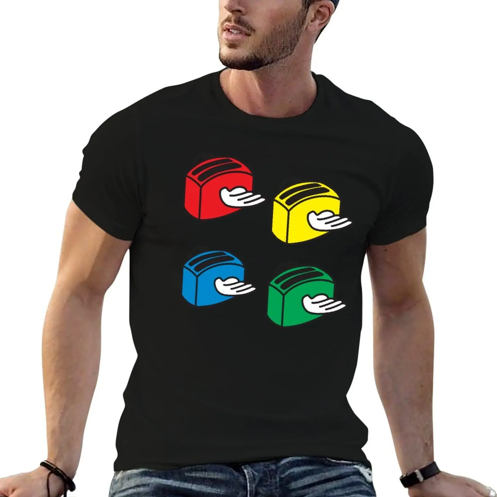 RGB Flying Toasters T-Shirt Casual All Match Tee Shirt for Men
