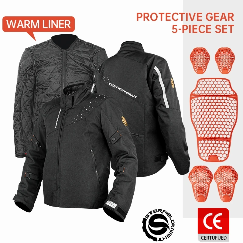 Star Field Knight Motorcycle Jacket Summer Breathable Winter Detachable Warm Inner Liner CE Protective Riding Gears Accessories
