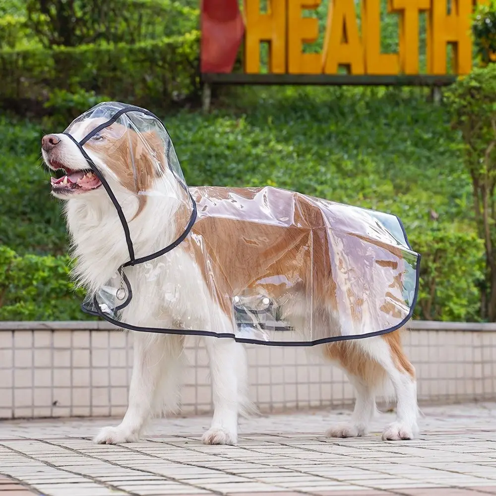Pet Accessories Transparent Dog Raincoat Waterproof Plastic Pet Hooded Rainwear Color Edge Puppy Rain Poncho Summer