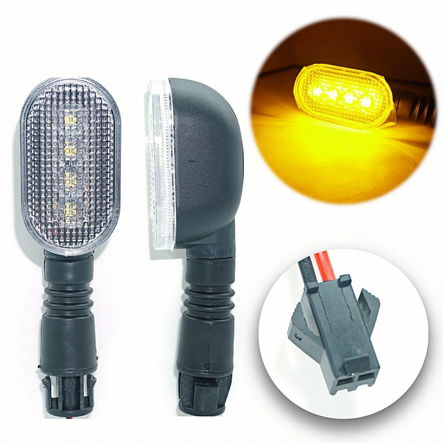 32V 48V 52V 60V Plug-in LED Turn Signal Light for eBike Electric Scooters Motorcycles Bicycles Moped e-Scooter Flasher Indicator