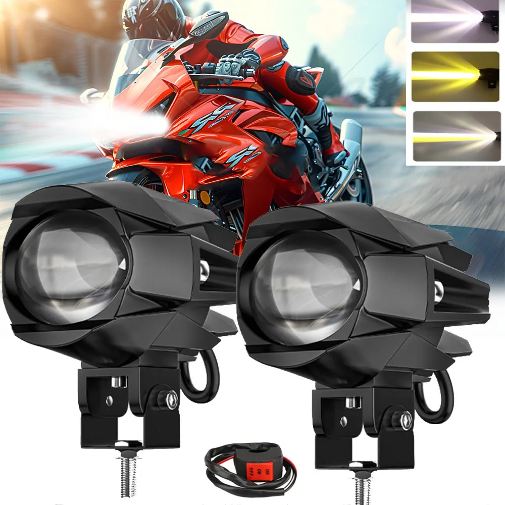 3Inch Motorcycle Fog Light Brighter Projector Additional LED Auxiliary Running Lights for Electric Scooter Off Road 4X4 SUV UTV