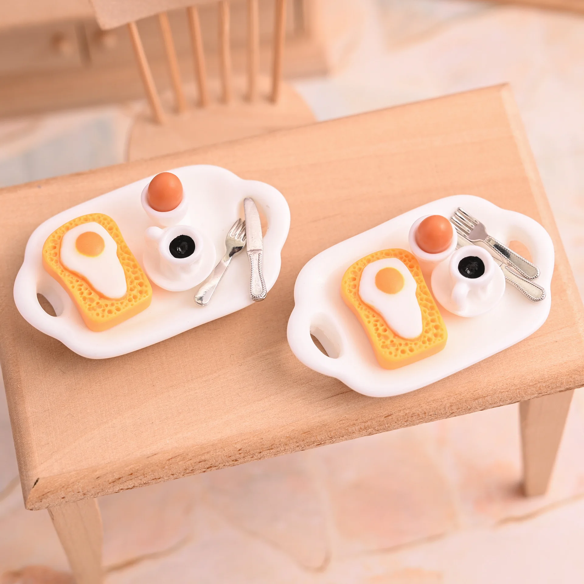 1set Mini Bread Coffee Pot Egg Model Miniature Dollhouse Food Kitchen Accessories Afternoon Tea Scene DIY Desktop Decoration