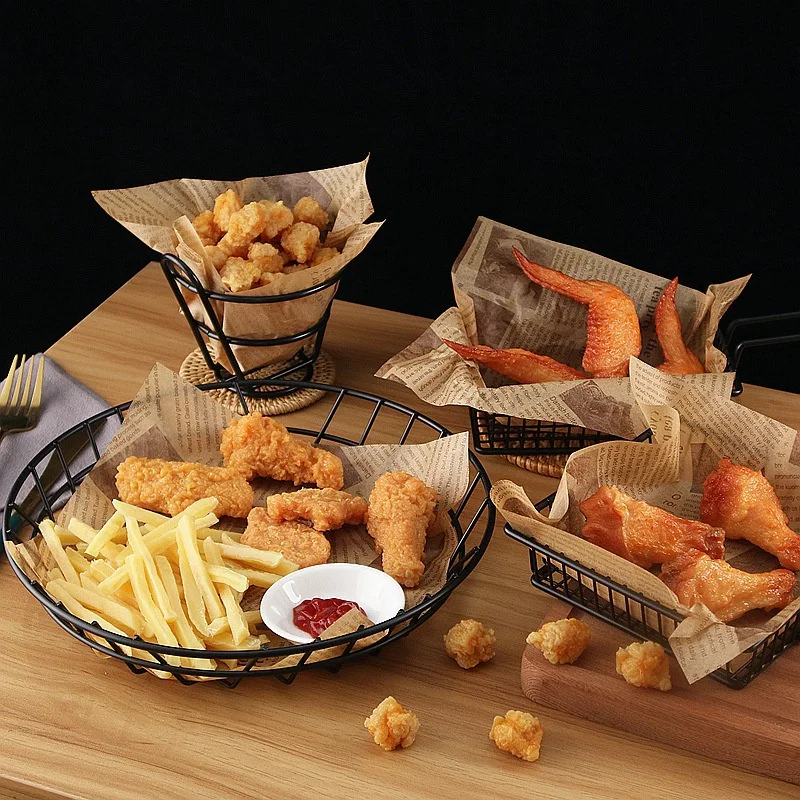 Mini Square Fry Basket Metal French Fries Chips Holder With Handle Desk Food Presentation Mesh Basket Kitchen Accessories Tools