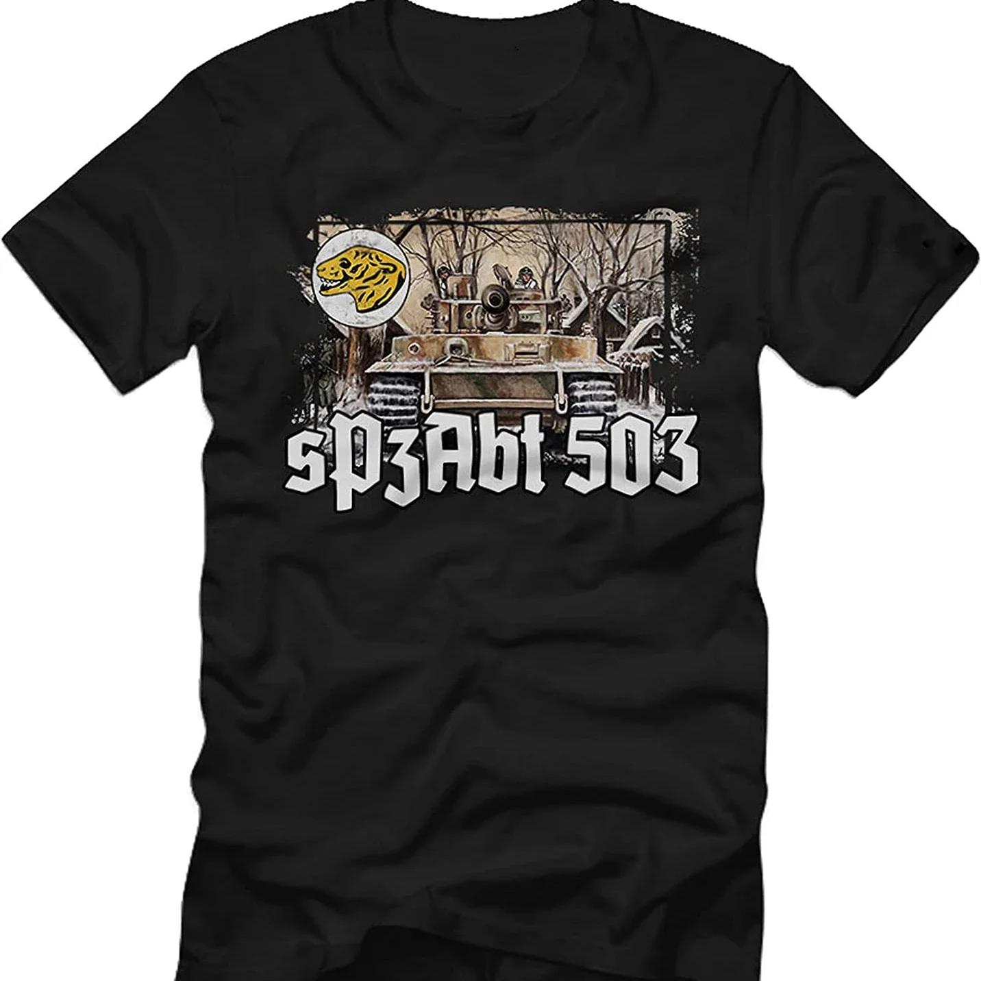 Tiger On Village Street SPzAbt 503 Heavy Armour Battalion Premium Cotton Short Sleeve O-Neck Mens T Shirt New S-3XL