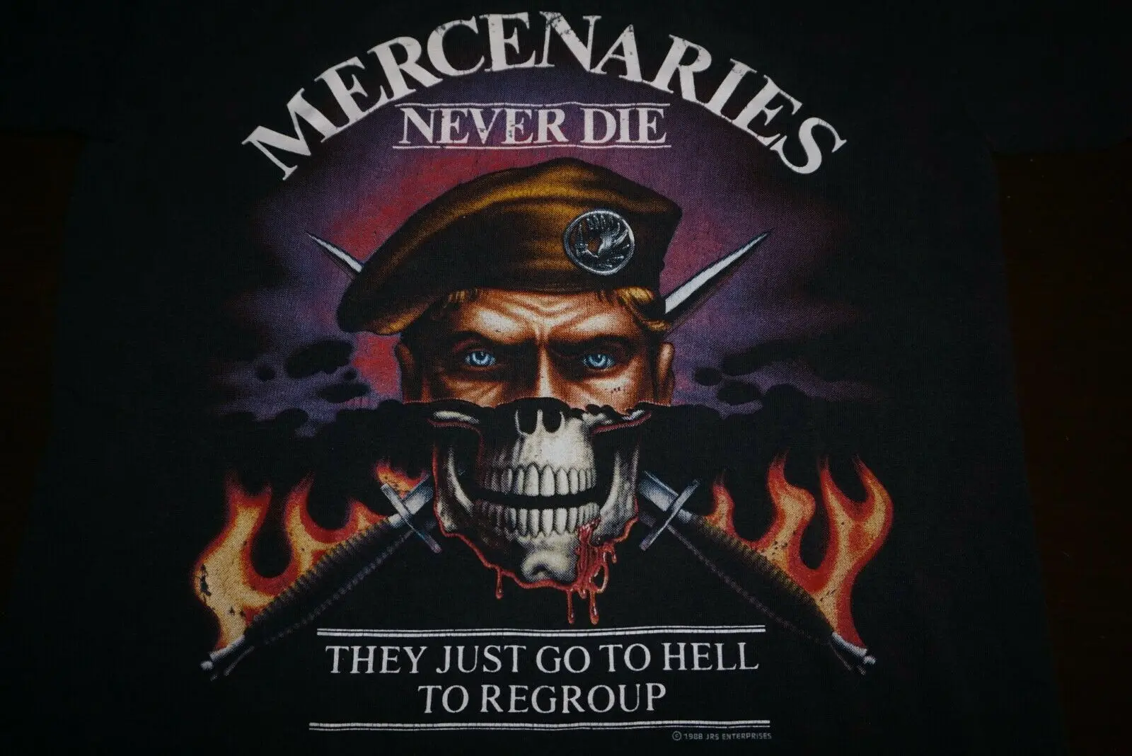 Rare 80s Mercenaries Never Say Die Military Armed Special Force Men T Shirt Short Casual customized products