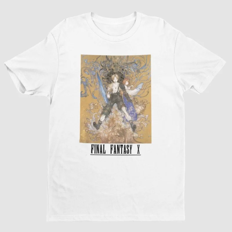 00012573#A-Final Fantasy X Tidus and Yuna | Yoshitaka Amano Key Art Premium Unisex T-shirt | Gifts for Him, Her, Final Fantasy F