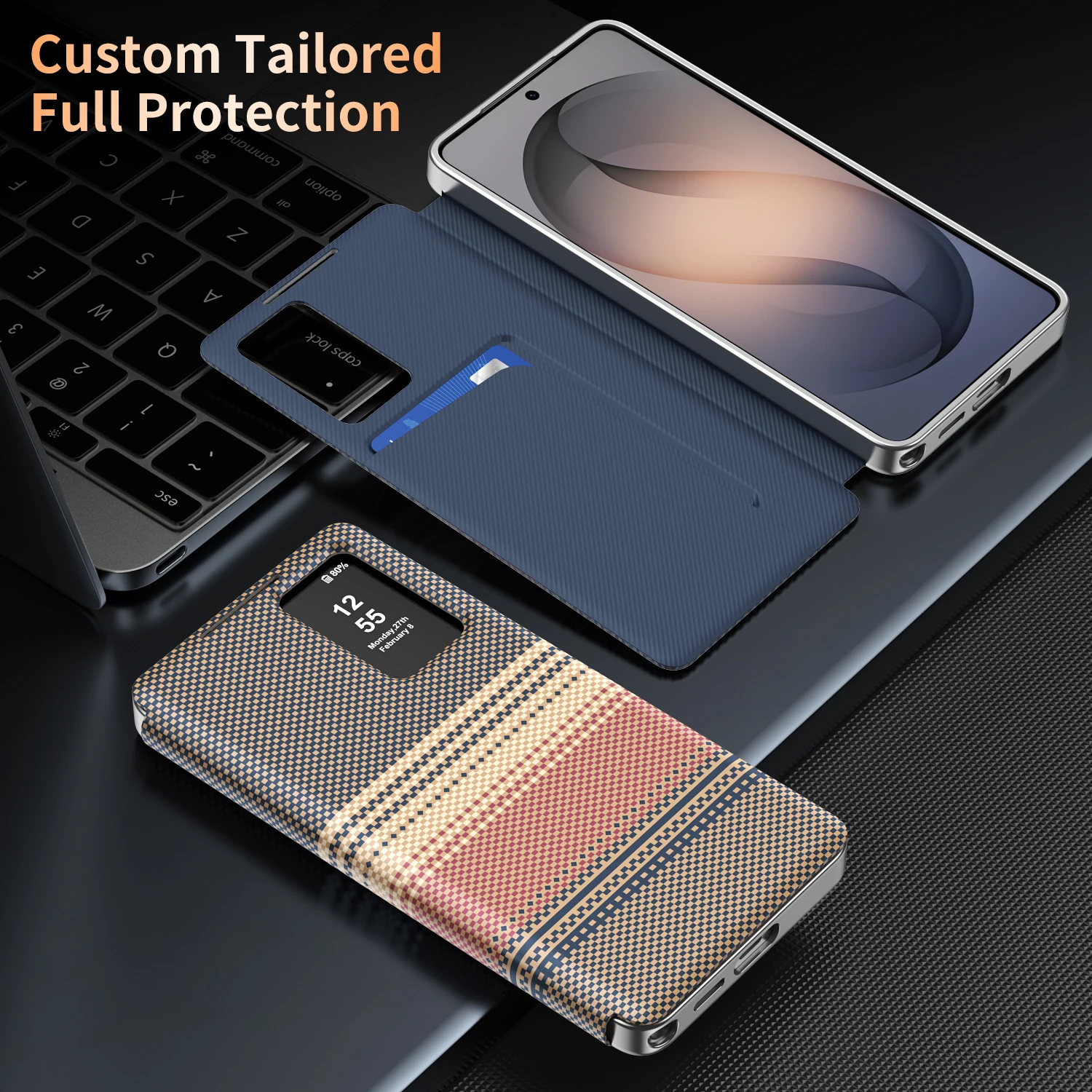 For Samsung Galaxy S26 S26+ S26Ultra S25 S25FE S24 S23 S22 Plus,A55 A56 Smart View Window Case,Wake Up/Sleep Wallet Phone Cover