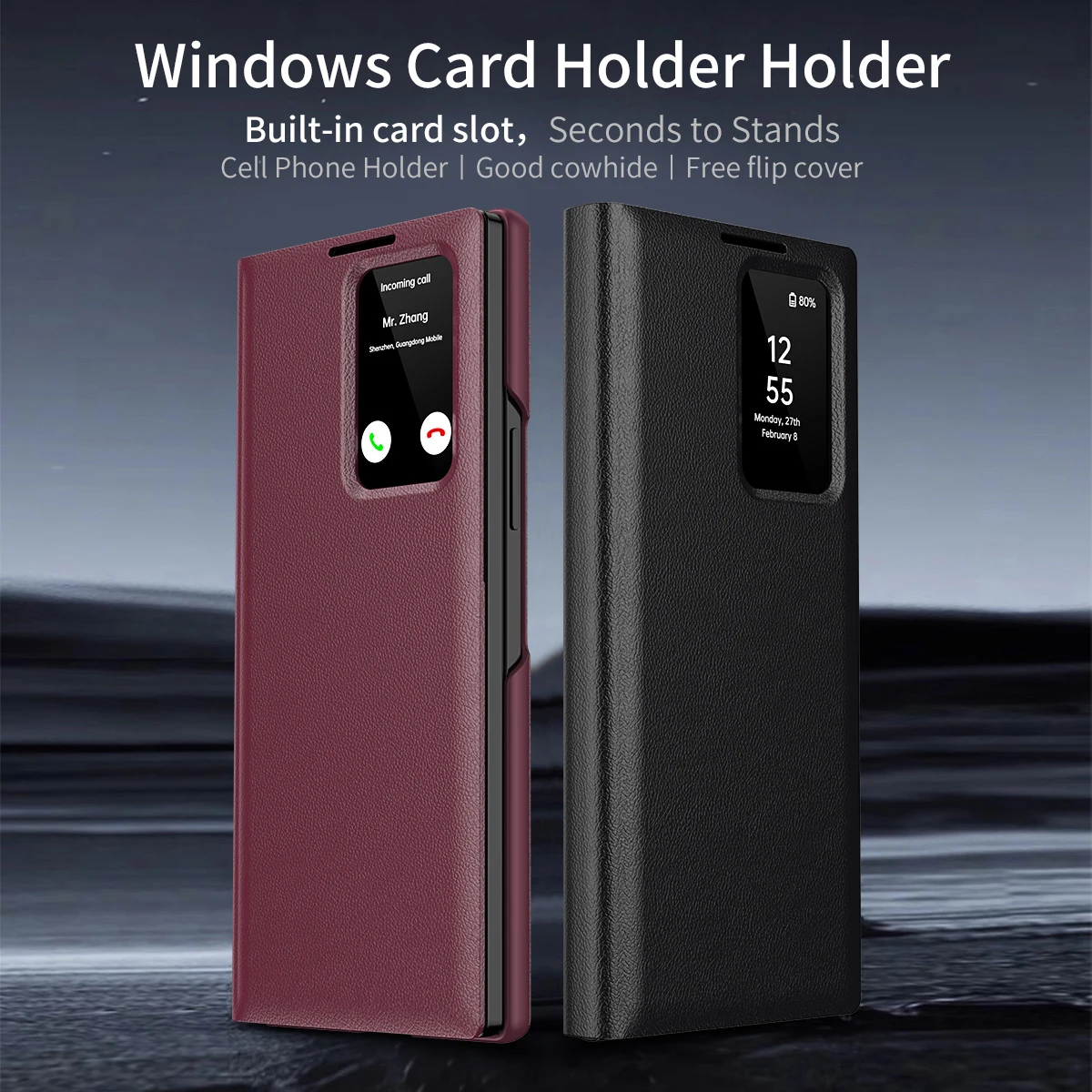 Smart Window S-View Phone Case for Samsung GALAXY Z Fold5 6 7, Flip Wallet Card Holder Cover Luxury Protective Skins Shell Stand