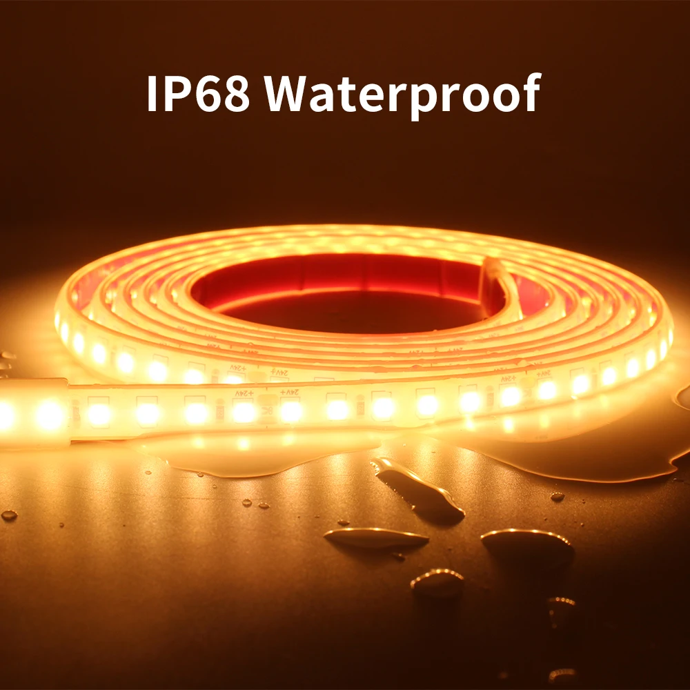 LED Strip Lights 24V IP68 Waterproof SMD 2835 120LEDs 1M 3M 5M 10M 15M Tape Lamp for Outdoor Home Garden Swimming Pool Lighting