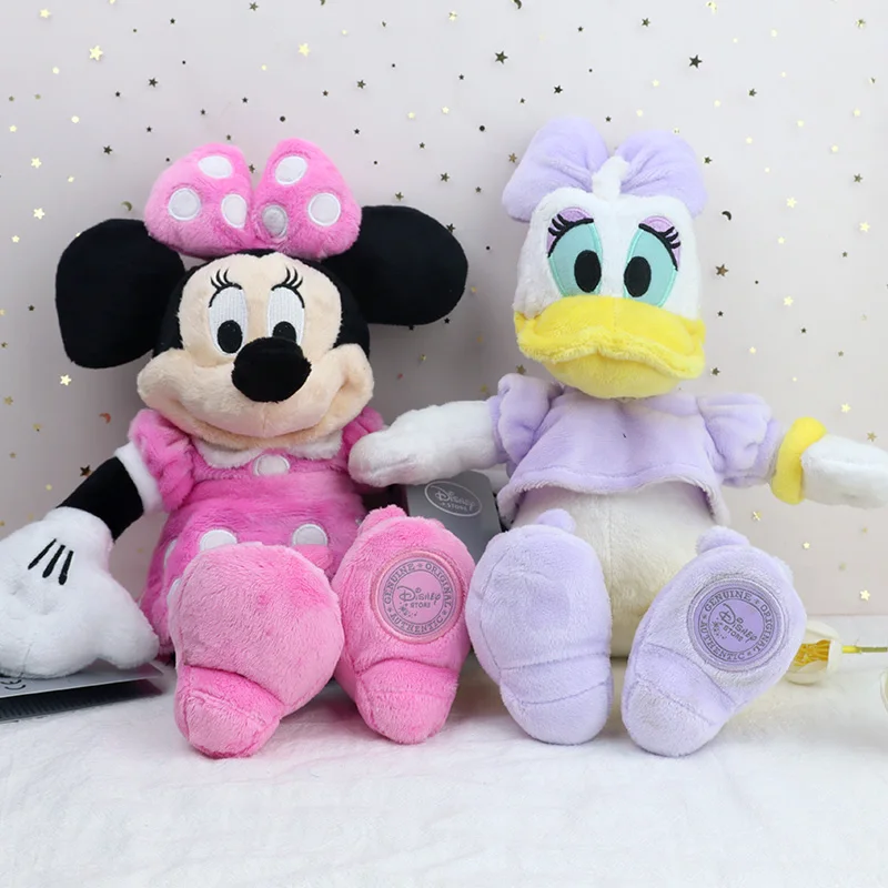 2pcs Cute Minnie Mouse And Daisy Duck Plush Toys Anime Stuffed Animal Set Room Decor Soft Cotton Doll Birthday Gift Woman Girls