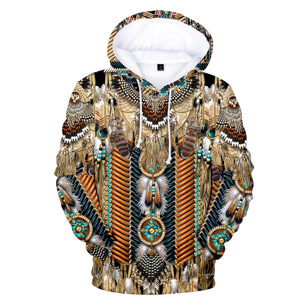 New Native American 3D Digital Printing Surrounding Trend Casual Men's and Women's Hooded Sweater