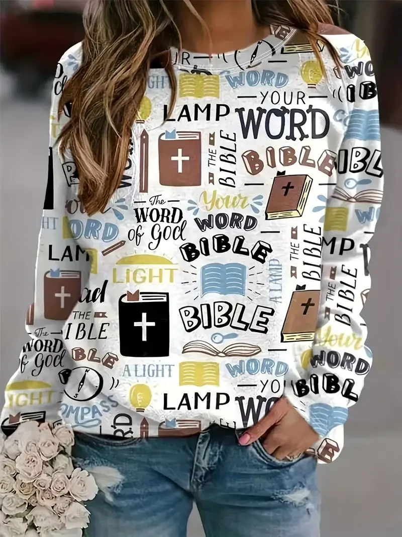 2024 New Women's Hooded Letter 3D Digital Printing Round Neck Comfortable Women's Clothing Bohemian Style